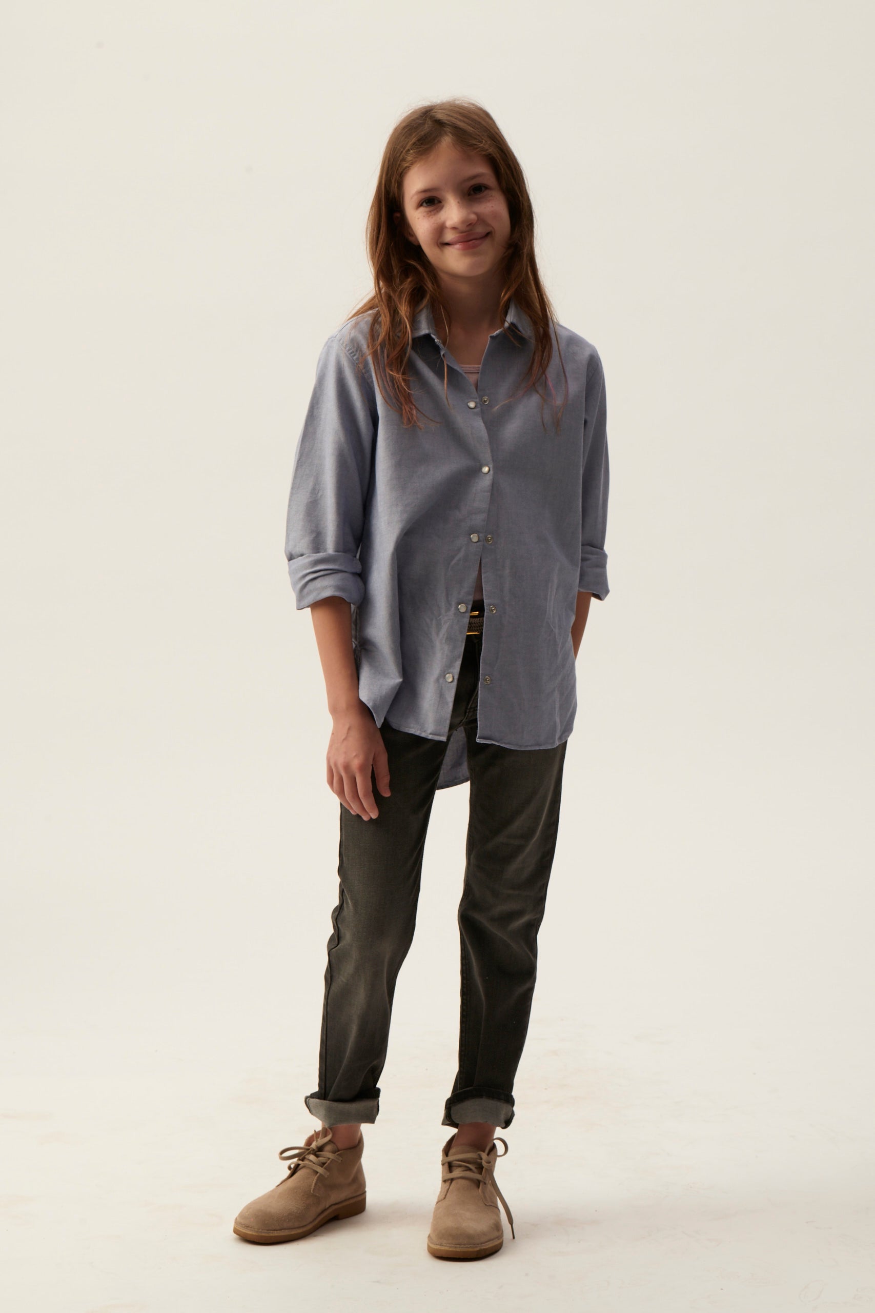 Girls Shirt `Othilia ´Blue Oxford-Cotton