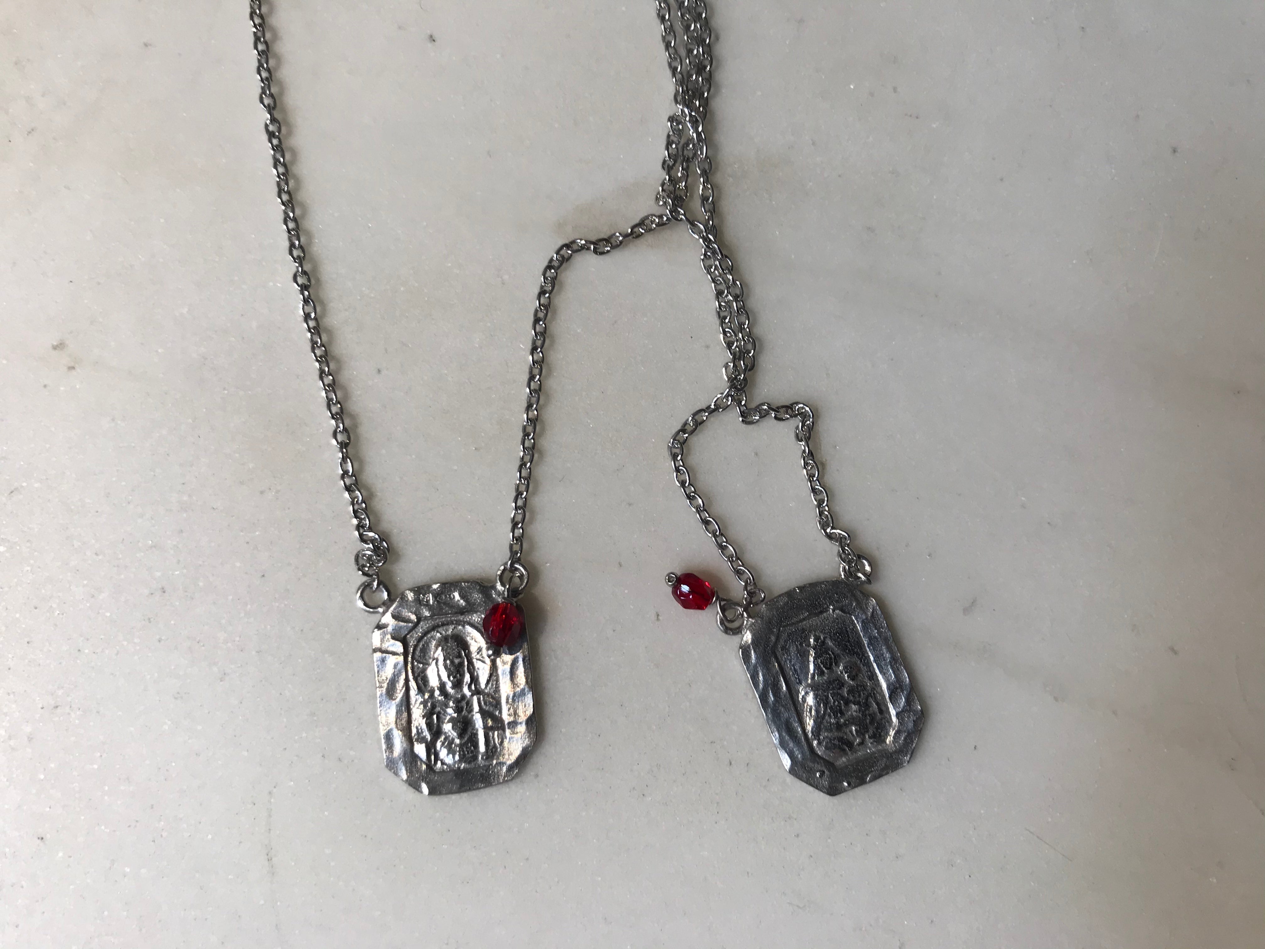 Halskette ESCAPULARIO in Silber - mit roter Perle - letzter Artikel!-6