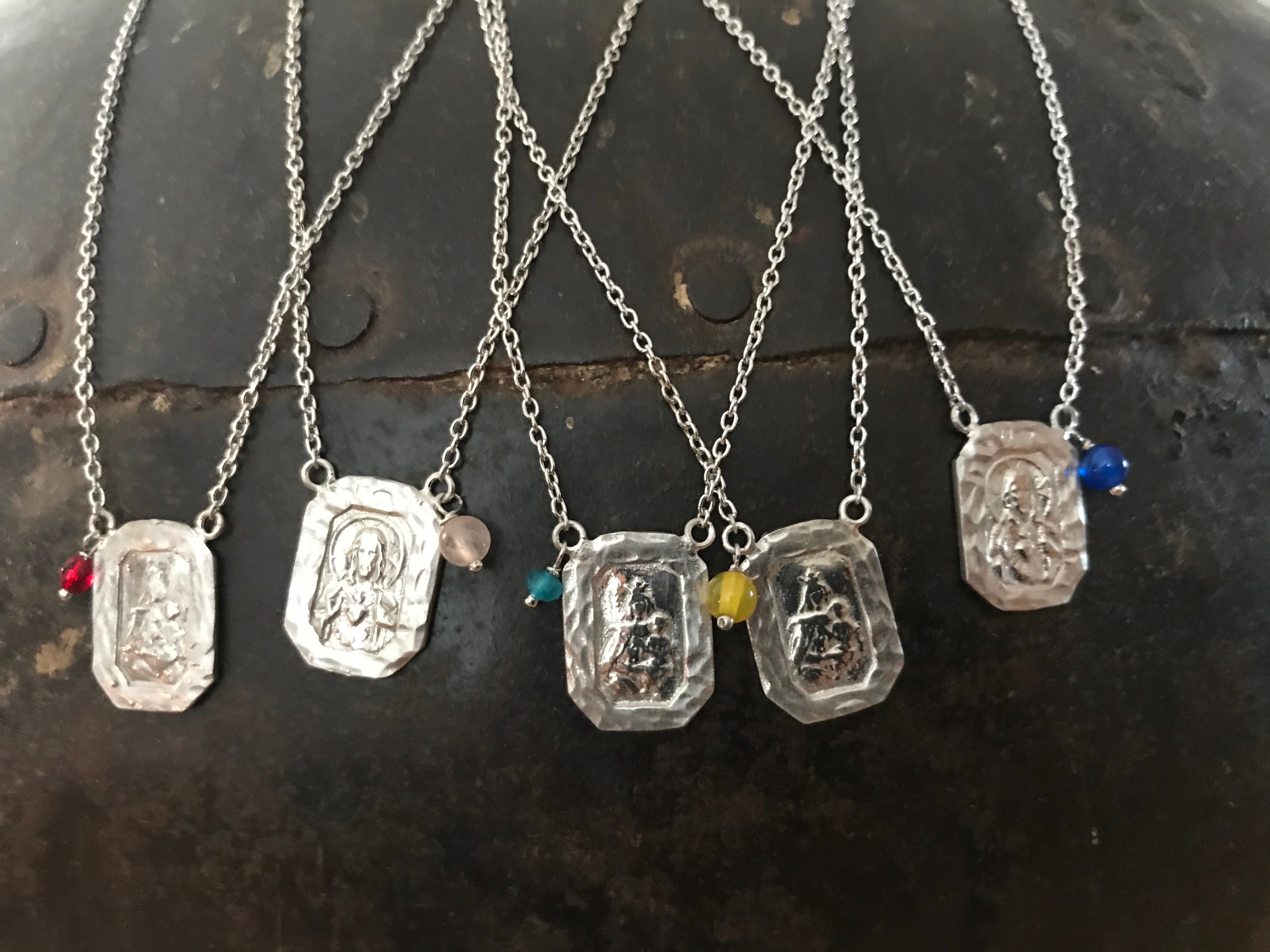 Halskette ESCAPULARIO in Silber - mit roter Perle - letzter Artikel!-9