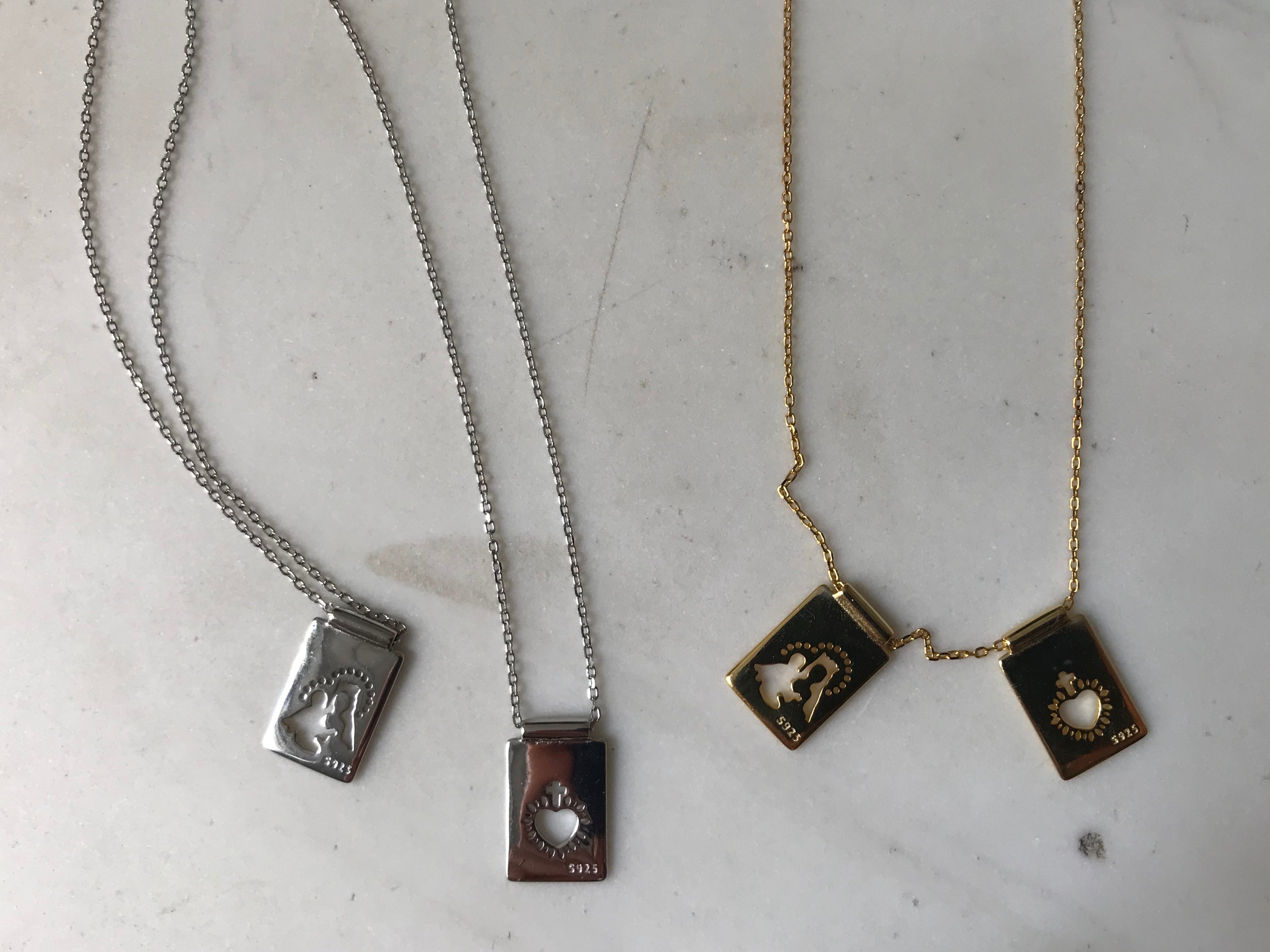 Halskette ESCAPULARIO in Gold und Silber, bewegliche Teile -4